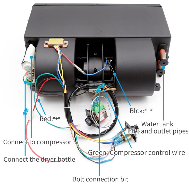 Saihisday سايهيزدَي 12V سيارة شاحنة تحت لوحة القيادة، وحدة تبخير تكييف الهواء للمكيف، وحدة تكييف الهواء تحت لوحة القيادة للتدفئة + التبريد، 3 سرعات 6 منافذ للسيارة والشاحنة - Image 2