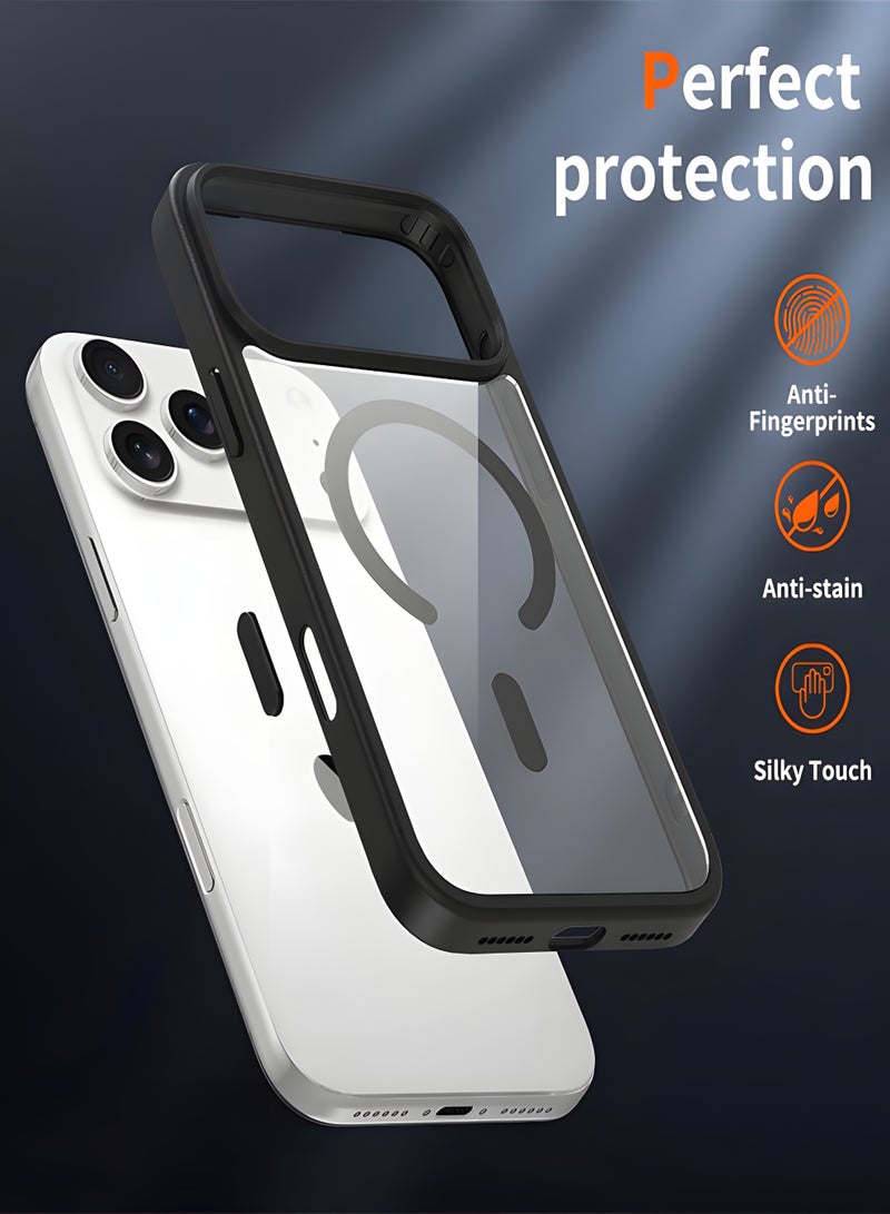 Magsafe Case for iPhone 17 Pro Max Magsafe Clear Cover Magnetic Wireless Charging Support, Shockproof Protection, Scratch-Resistant for iPhone 17 Pro Max - Black - Image 3