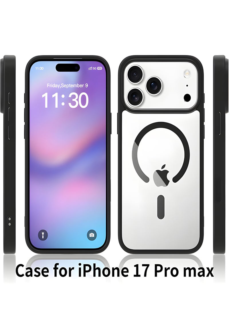 Magsafe Case for iPhone 17 Pro Max Magsafe Clear Cover Magnetic Wireless Charging Support, Shockproof Protection, Scratch-Resistant for iPhone 17 Pro Max - Black - Image 2