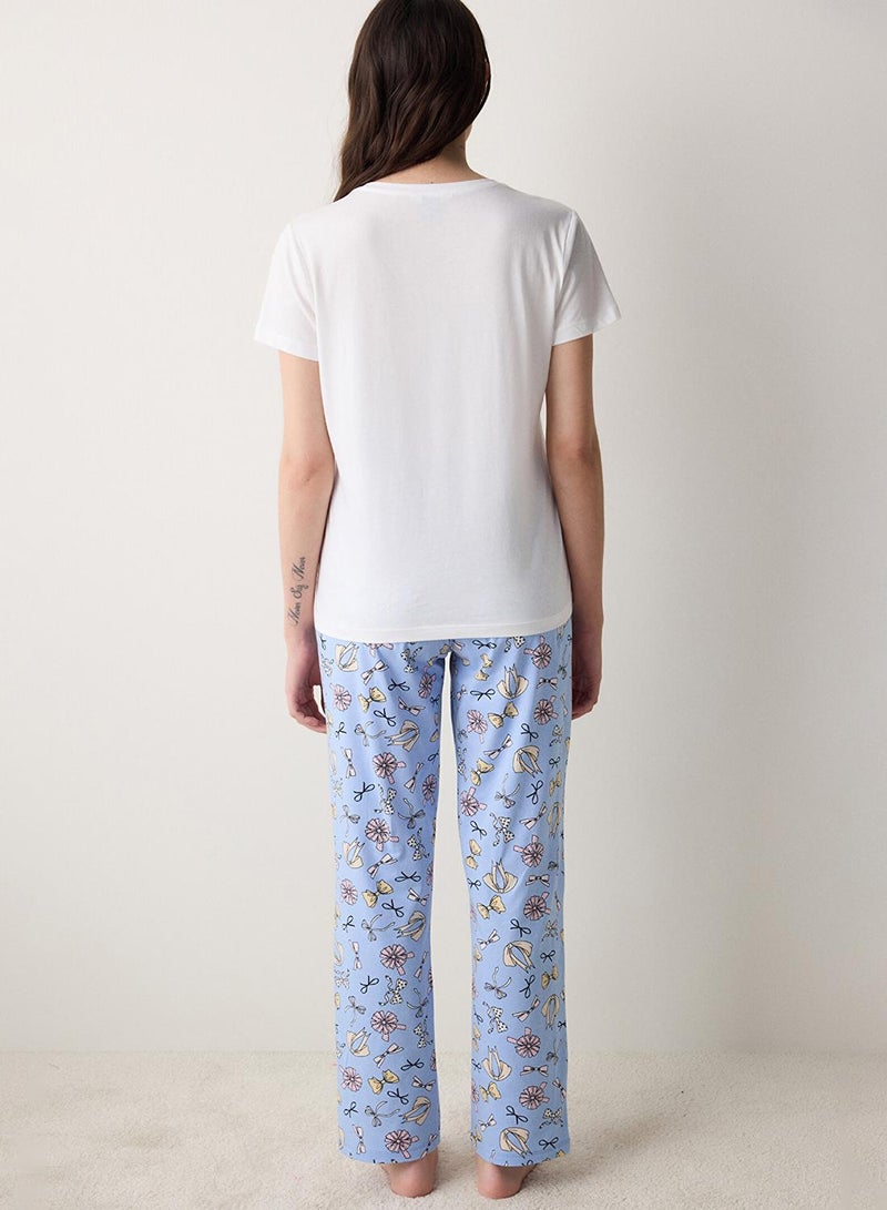 بنتي طقم بيجاما قطن بفيونكة لطيفة - Image 4