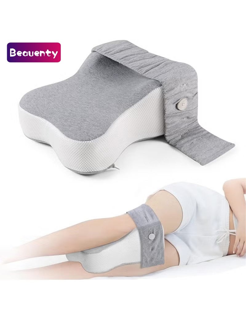 Beauenty Long Knee Pillow for Side Sleeper Fully Support Thighs and Knees for Sciatica, Back, HIPS, Knees, Joints Pain Relief - Leg Pillow for Sleeping Between Legs Aligns Spine & Relieves Pressure-Large,Gray - Image 1