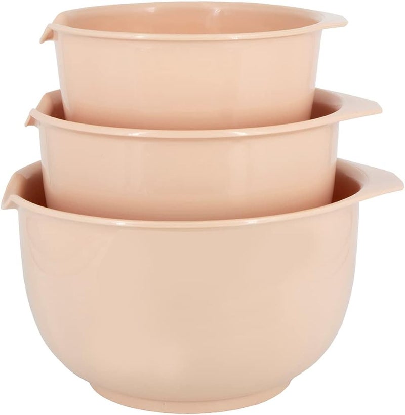 Glad Mixing Bowls with Pour Spout| Nesting Design Saves Space | Non-Slip, BPA Free, Dishwasher Safe Plastic | Kitchen Cooking and Baking Supplies, Blush, 3 piece set - Image 1