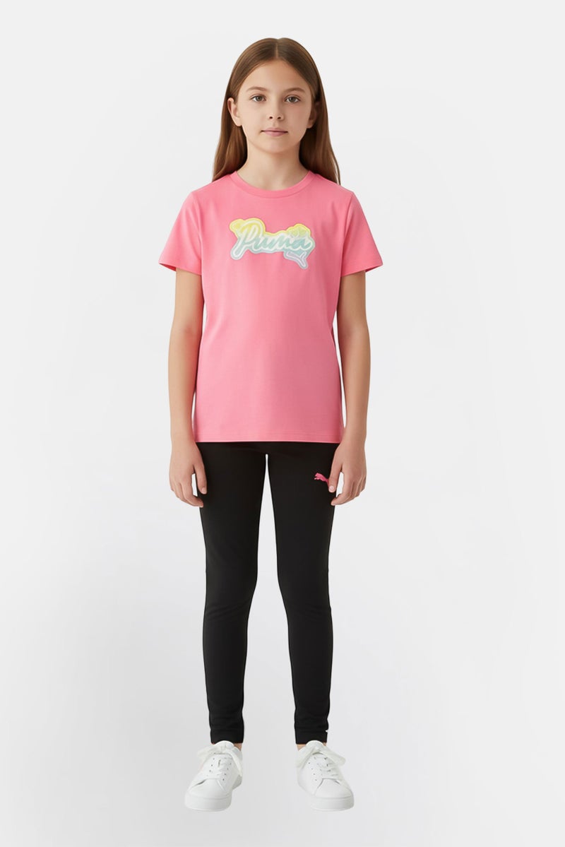 PUMA Kids Girl 2 Pieces Brand Logo Top And Leggings Set, Multicolor - Image 1