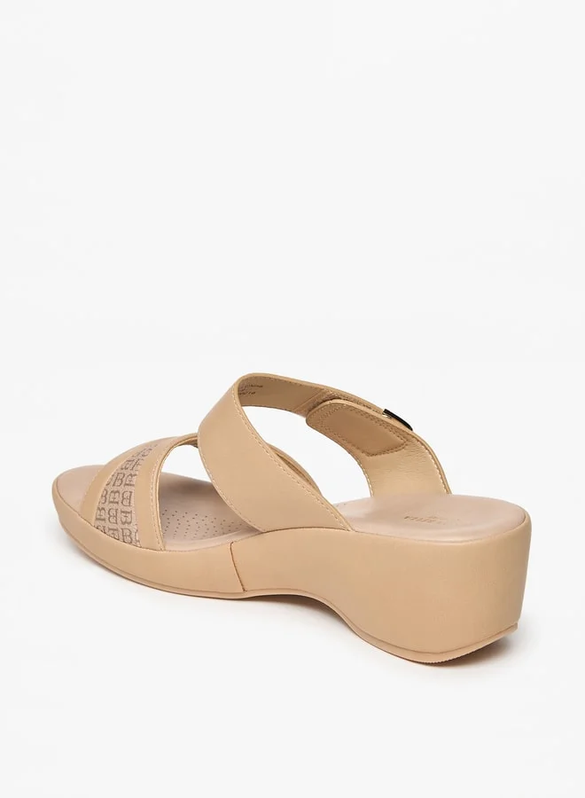فلورا بيلا من شو إكسبرس Womens Monogram Print Slip-On Sandals With Platform Heels