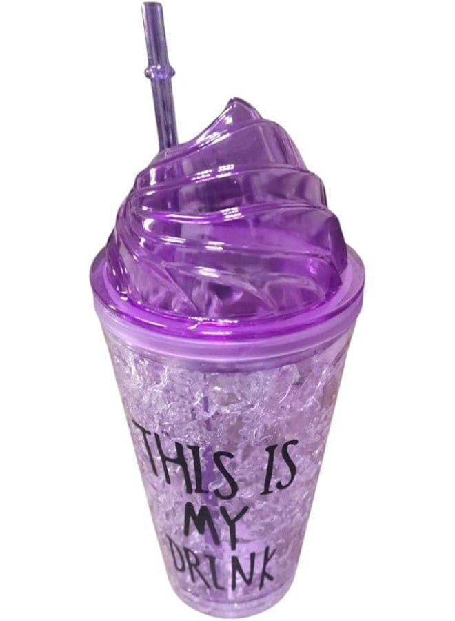 Spaceshoop Transparent Sipper/Water Bottle/AcrylicTumbler with Straw for Kids Glitter Sipper with Random Design (450ml) - Image 1