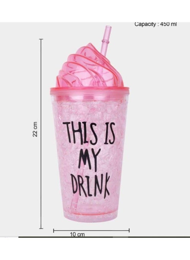 Spaceshoop Transparent Sipper/Water Bottle/AcrylicTumbler with Straw for Kids Glitter Sipper with Random Design (450ml) - Image 5