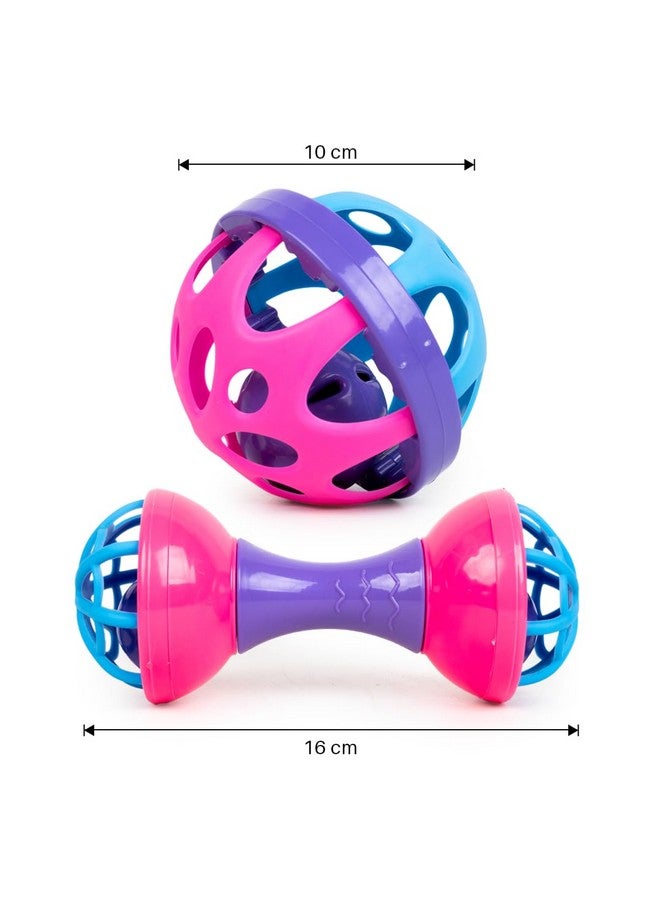 Ratna's Jingle Rattle 2 Pcs Combo, Dumbell & Soft Ball Shaped New Born Baby Toys Rattle Set for Babies 0-6 Months - Image 4