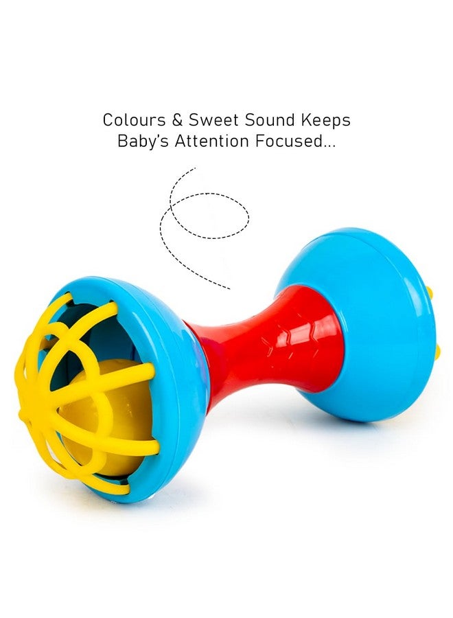 Ratna's Jingle Rattle 2 Pcs Combo, Dumbell & Soft Ball Shaped New Born Baby Toys Rattle Set for Babies 0-6 Months - Image 3