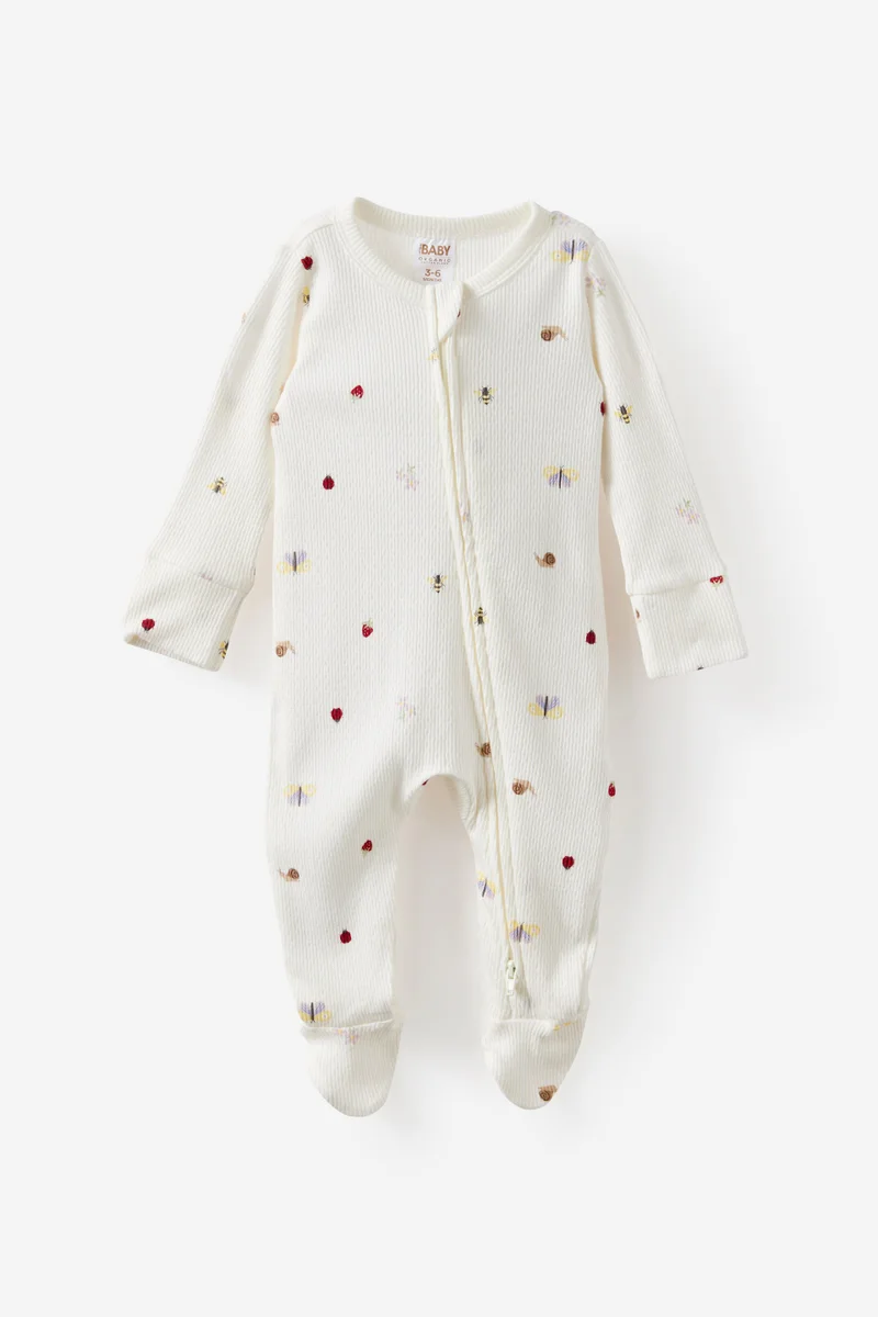 كوتون اون Littlie Organic Long Sleeve Zip Romper
