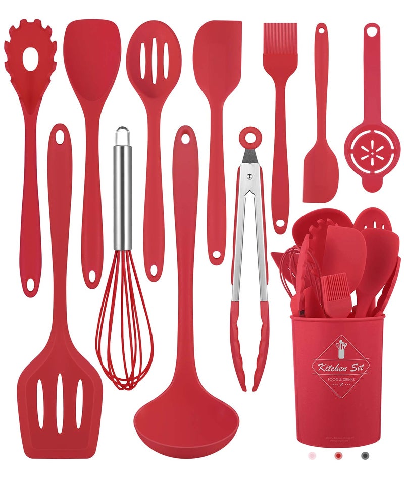 Pranski Kitchen Utensils Set-12 Pieces Silicone Cooking Utensils Set (Dishwasher Safe) 392Â°F Heat Resistant Spatula Set, Nonstick Cookware - Image 1