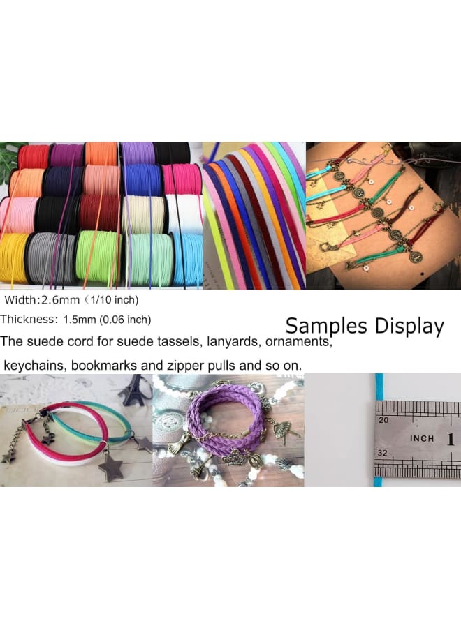 100 Yards 2.6mm Suede Leather Cords Leather Lace Flat Faux Suede Cord String Thread Velvet Cord for Necklace, Bracelet, Beading and DIY Crafts 10 Colors (Color-1)#204 - Image 4
