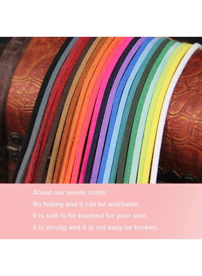 100 Yards 2.6mm Suede Leather Cords Leather Lace Flat Faux Suede Cord String Thread Velvet Cord for Necklace, Bracelet, Beading and DIY Crafts 10 Colors (Color-1)#204 - Image 3