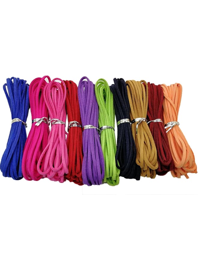 100 Yards 2.6mm Suede Leather Cords Leather Lace Flat Faux Suede Cord String Thread Velvet Cord for Necklace, Bracelet, Beading and DIY Crafts 10 Colors (Color-1)#204 - Image 1
