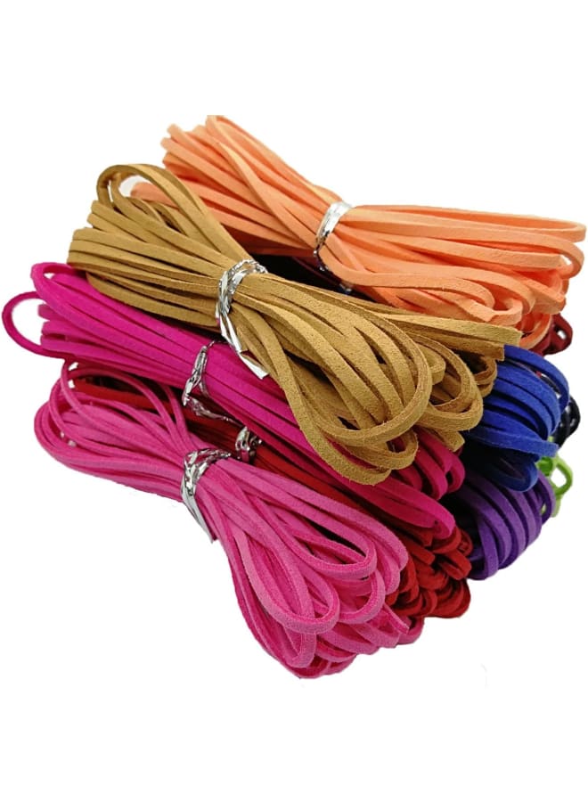 100 Yards 2.6mm Suede Leather Cords Leather Lace Flat Faux Suede Cord String Thread Velvet Cord for Necklace, Bracelet, Beading and DIY Crafts 10 Colors (Color-1)#204 - Image 2