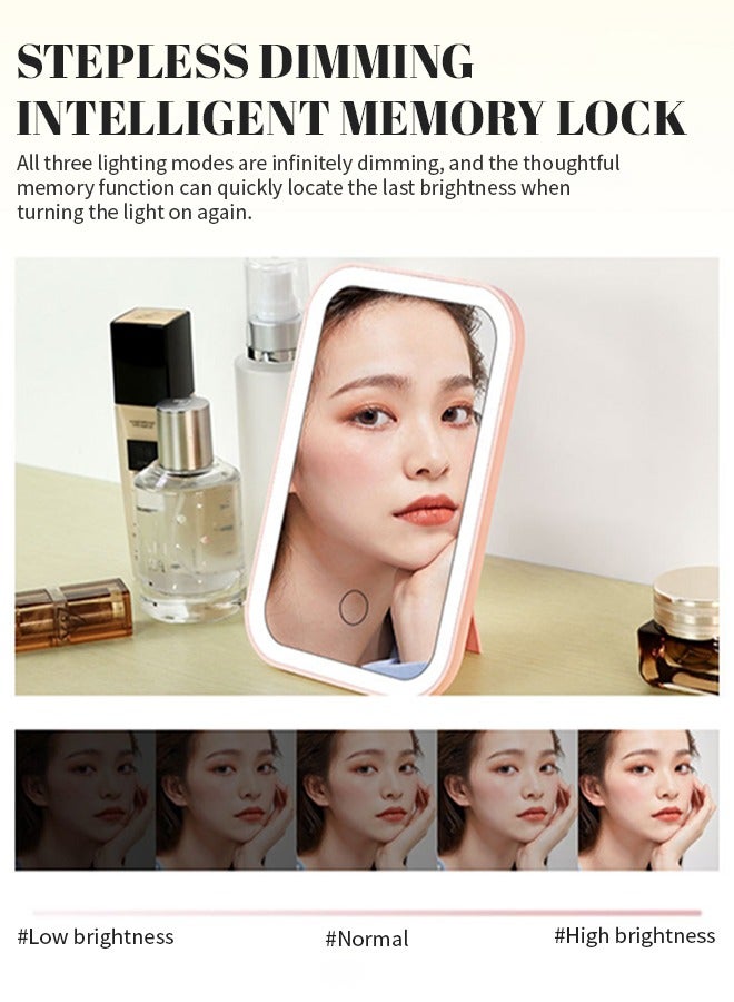 Mini Makeup Mirror With Led Lights Table Beauty Makeup Mirror 3 Colors Light Modes 4k Hd Portable Travel Mirror For Travel Home Office Car 7.7in  - Image 5