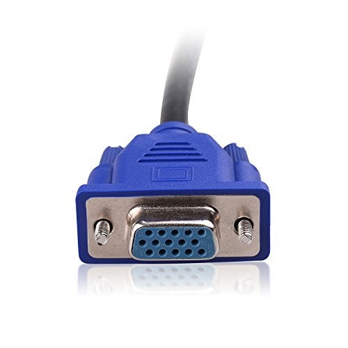 SAYTAY VGA Monitor Y-Splitter Cable, 1 Male to Dual 2 VGA Female Adapter Converter Video Cable for Screen Duplication - 1 Foot (Blue) - Image 5