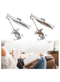 Unique Glow in The Dark Metal Bookmarks - Retro Feather Dragon Design, Luminous Hook, Perfect Gift for Book Lovers, Cool Alloy Markers for Adults, Kids, and Men