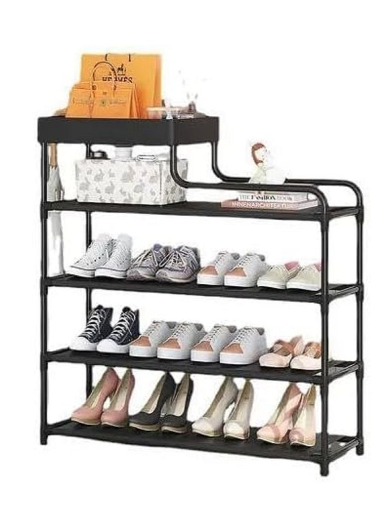 رف أحذية بخمسة مستويات بتصميم معدني أنيق للمنزل، حل تخزين أنيق ومدمج للأحذية والنعال والإكسسوارات. - Image 2