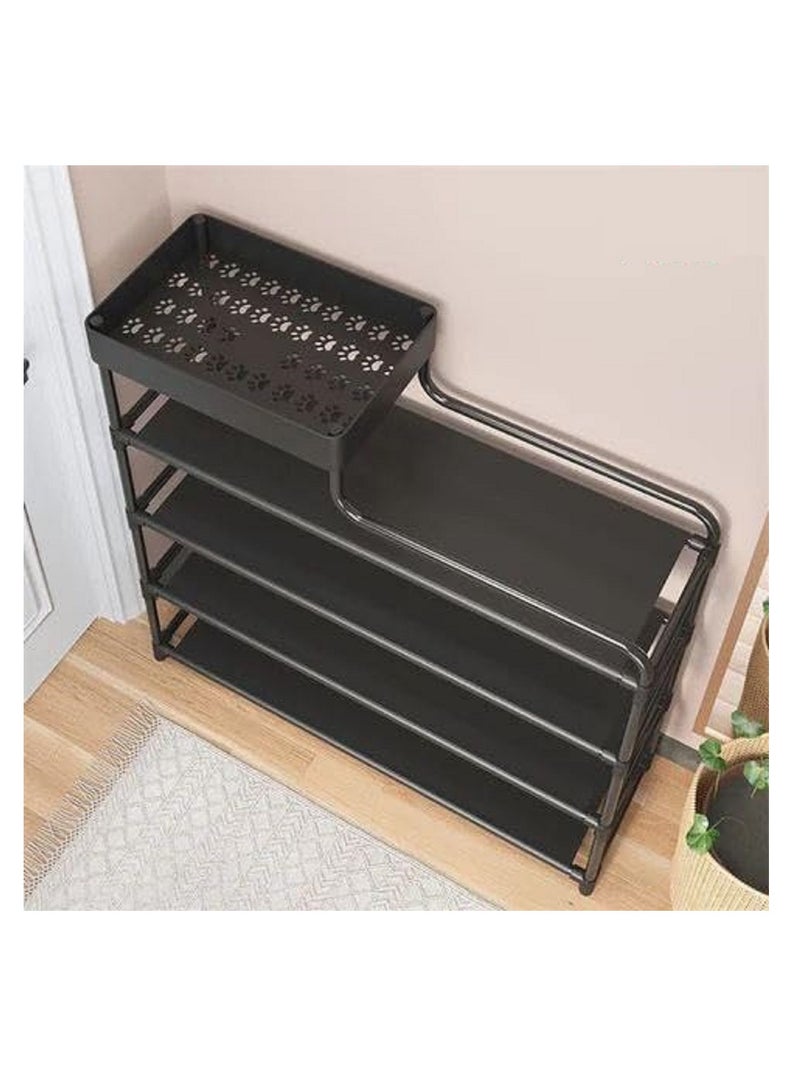 رف أحذية بخمسة مستويات بتصميم معدني أنيق للمنزل، حل تخزين أنيق ومدمج للأحذية والنعال والإكسسوارات. - Image 3