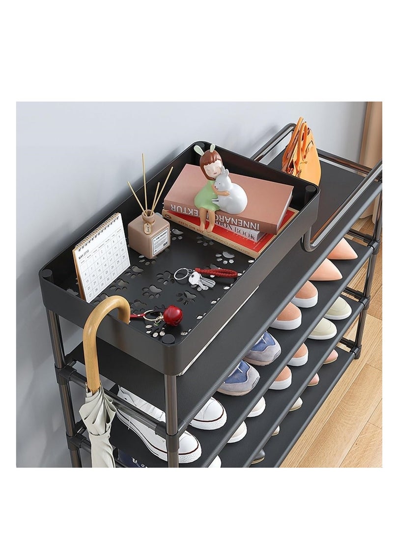 رف أحذية بخمسة مستويات بتصميم معدني أنيق للمنزل، حل تخزين أنيق ومدمج للأحذية والنعال والإكسسوارات. - Image 4