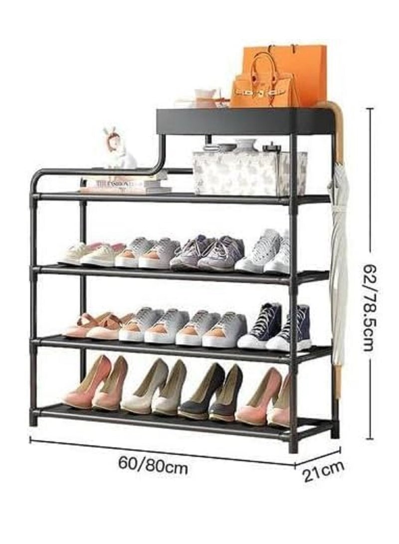 رف أحذية بخمسة مستويات بتصميم معدني أنيق للمنزل، حل تخزين أنيق ومدمج للأحذية والنعال والإكسسوارات. - Image 5