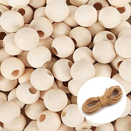 ecofynd 25mm, 50 Pieces Natural Wood Beads, Unfinished Loose Wood Beads for Craft Making, Home Décor, DIY Jwellery Making - Image 1