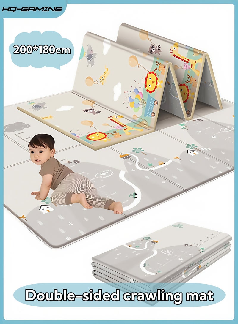 Foldable Baby Play Mat Extra Large Waterproof Activity Playmats for Babies,Toddlers, Infants, Play  Tummy Time Foam Baby Mat for Floor with Travel Bag(200 * 180 * 1cm/79 * 71 * 0.4inch)(A) - Image 1
