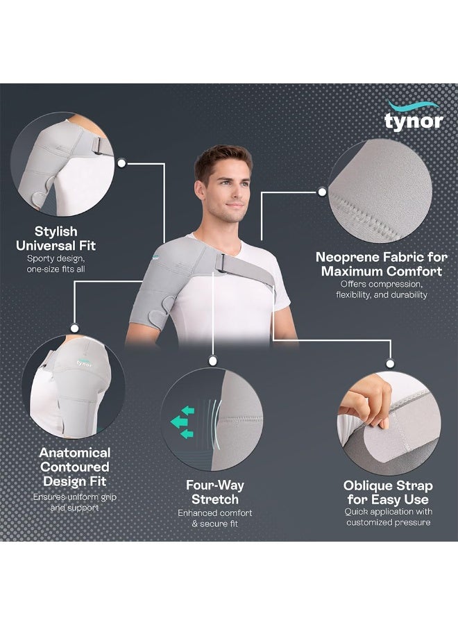 تاينور TYNOR دعامة كتف (Neo)، رمادي، مقاس موحد، قطعة واحدة - Image 4