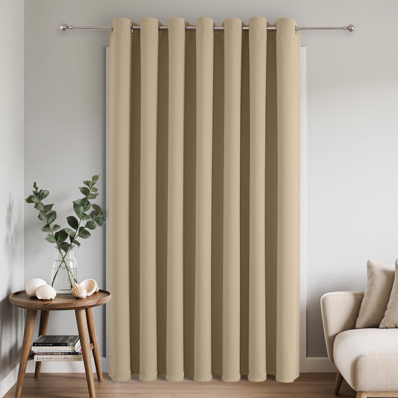 Joydeco Blackout Patio Sliding Door Curtains 84 Inches Long, Grommet Privacy Room Divider Curtains, Extra Wide Thermal Blackout Drapes for Bedroom Living Room (Light Beige, 100Wx84L, 1 Panel) - Image 1