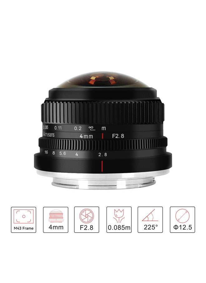 7artisans - 7Artisans 4mm F2.8 Fisheye Ultra Wide Angle Lens Manual Focus Prime Lens Compatible for Sony E Mount Mirrorless Camera A6300 A6400 A6500 NEX-3 NEX-3N NEX-5T NEX-5R A7 A7II A7RIII - Image 1