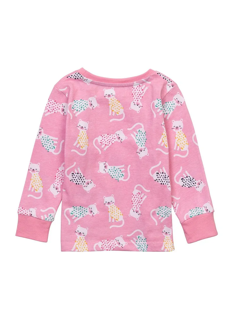 MINOTI Kids Girls Long Sleeve Pyjama Set with Allover Print