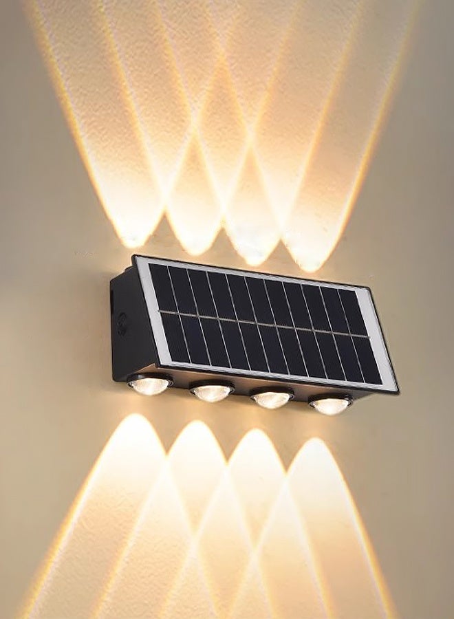 ريويل مصباح حائط LED يعمل بالطاقة الشمسية 8 مصابيح LED تعمل بالطاقة الشمسية لغسالة الحائط في الهواء الطلق إضاءة للأعلى والأسفل ديكور إضاءة حائط تعمل بالطاقة الشمسية للحديقة المنزلية الخارجية جدار الخطوات ديكور الفناء ضوء كاشف مقاوم للماء - Image 3