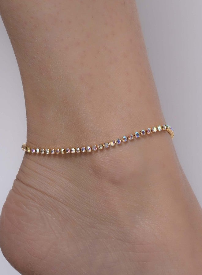 VAMA FASHIONS Trendy Golden Crystal Rhinestone Payal Anklet Toes Foot Chain Single Ankle Leg Anklets For Girls Women (1 Line Gold Anklet For Girls) - Image 2