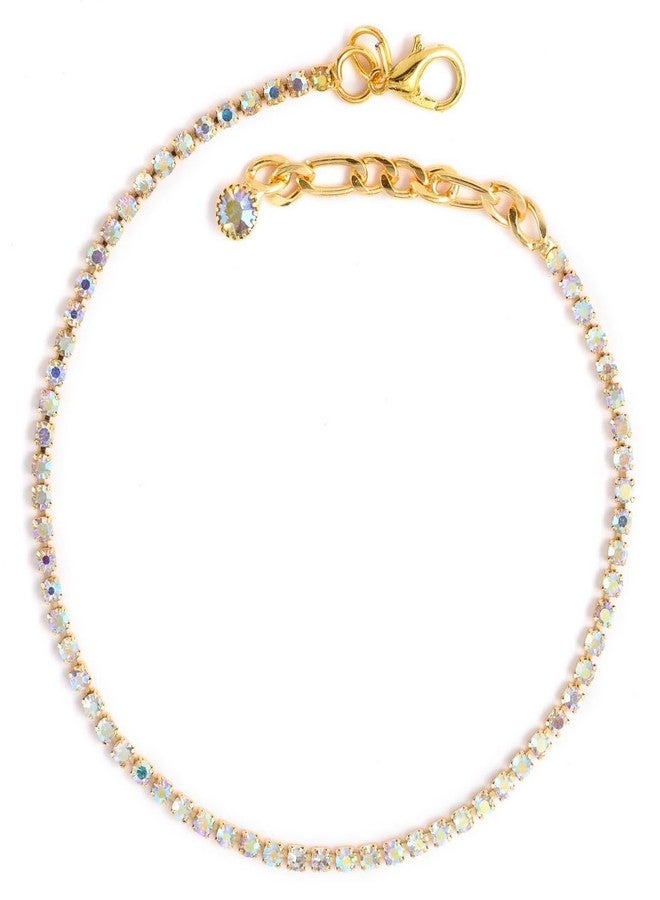 VAMA FASHIONS Trendy Golden Crystal Rhinestone Payal Anklet Toes Foot Chain Single Ankle Leg Anklets For Girls Women (1 Line Gold Anklet For Girls) - Image 1