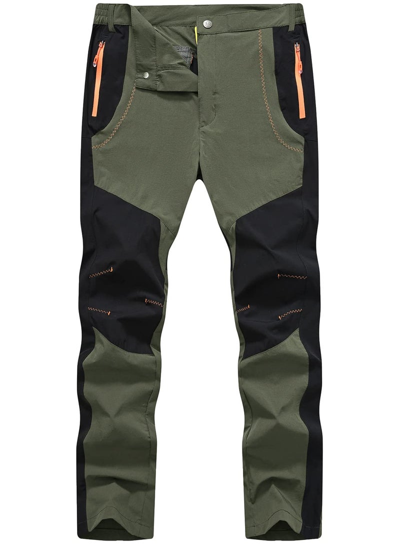 TBMPOY Mens Hiking Work Cargo Pants Lightweight Waterproof Quick Dry Outdoor Mountain Pant Fishing Camping Green 40