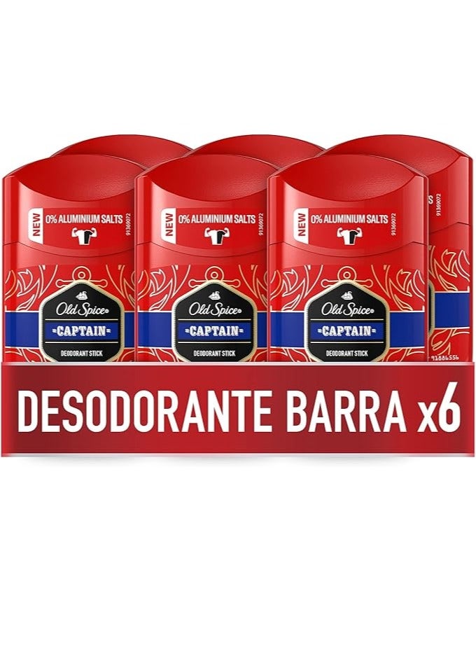 أولد سبايس مزيل العرق كابتن من أولد سبايس للرجال، 6 × 50 مل