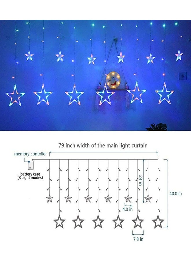 KLNAMAEAAN LED 5 pointed Star Curtain String Waterproof Fairy Lights with Remote, Battery + USB Dual Power - Image 5