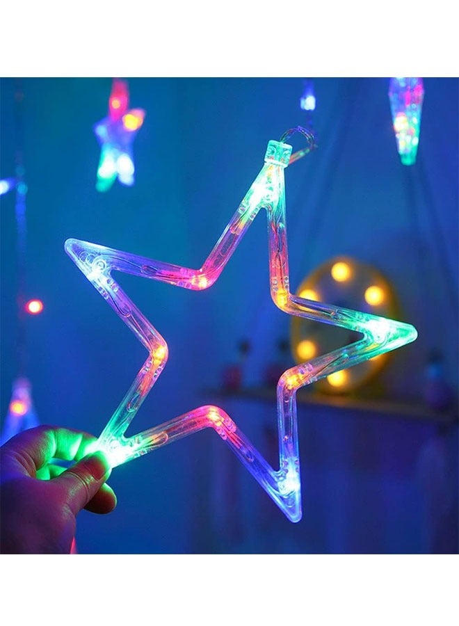 KLNAMAEAAN LED 5 pointed Star Curtain String Waterproof Fairy Lights with Remote, Battery + USB Dual Power - Image 3