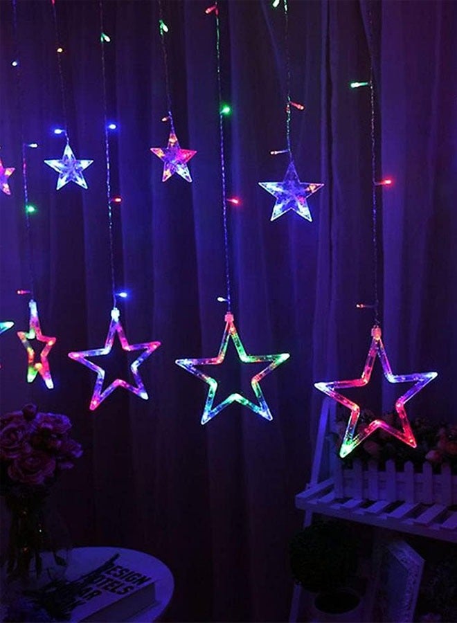 KLNAMAEAAN LED 5 pointed Star Curtain String Waterproof Fairy Lights with Remote, Battery + USB Dual Power - Image 2