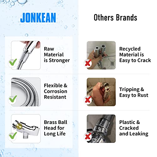 JONKEAN High Pressure Shower Head with 3 Spray Settings, Water Saving Handheld RV Shower Head with Hose and On Off Switch, Detachable Shower Heads with Hose and Angle-Adjustable Bracket (Chrome) - Image 4
