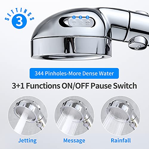 JONKEAN High Pressure Shower Head with 3 Spray Settings, Water Saving Handheld RV Shower Head with Hose and On Off Switch, Detachable Shower Heads with Hose and Angle-Adjustable Bracket (Chrome) - Image 3