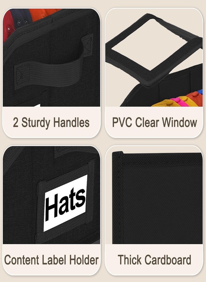 Dofilachy 2-PCS Large Capacity, Stackable Hat Storage For Baseball Caps- Holds up to 28 Caps, Dust-Proof Storage Box with a Fully Transparent Lid - Ideal for Closet & Wardrobe, Black - Image 5