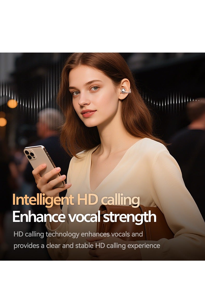 MOTMOOK Open Ear Ring True Open Ear Headphones, Lightweight Comfort Open Ear Clip Wireless Earbuds, Bluetooth 5.4 Headphones with Design Fit Sports Running, Exercise Gold - Image 3