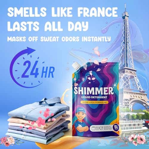 Shimmer Liquid Detergent - 5L Pack | Non Toxic & Eco Friendly | Top Load & Front Load Expert | Removes Tough Stains | French Lavender Fragrance | Upgrade from Detergent Powder, No Residue on Clothes - Image 2