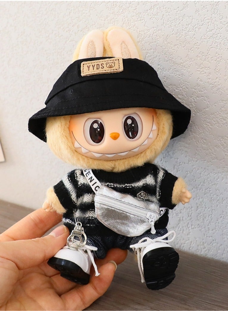 Labubu cloth (not inclued the doll) for labubu v2 labubu v1 labubu V3 6 in 1 set Black and silver  - Image 2