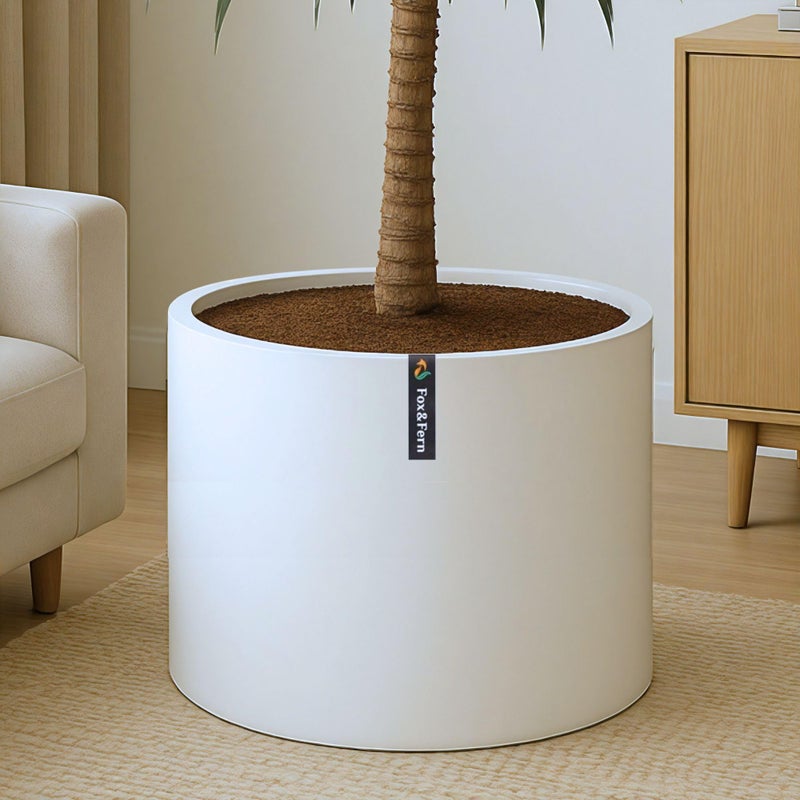 وعاء زراعة كبير جداً من فوكسرن 187 بوصة وعاء نباتي خفيف الوزن من ألياف الحجر بلون أبيض غير لامع مع قابس تصريف وعاء زراعة كبير جداً للاستخدام الداخلي والخارجي مقاوم للطقس ومقاوم للأشعة فوق البنفسجية