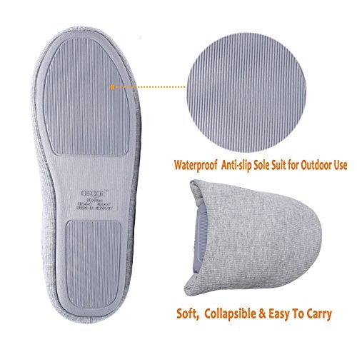 ofoot Women's Non-Slip House Slippers - Lightweight Cotton Memory Foam Indoor Slip-On, Machine Washable & Foldable Travel Design for Home, Yoga, Narrow/Wide Fit Options (1-Grey, US 9-10) - Image 4