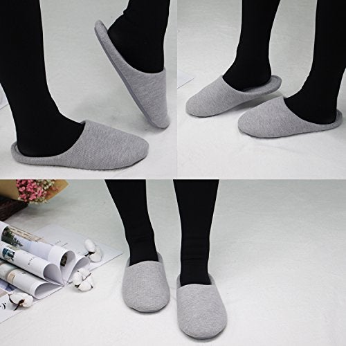ofoot Women's Non-Slip House Slippers - Lightweight Cotton Memory Foam Indoor Slip-On, Machine Washable & Foldable Travel Design for Home, Yoga, Narrow/Wide Fit Options (1-Grey, US 9-10) - Image 5