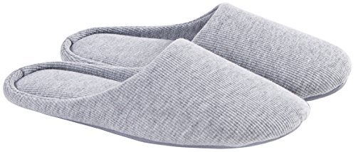 ofoot Women's Non-Slip House Slippers - Lightweight Cotton Memory Foam Indoor Slip-On, Machine Washable & Foldable Travel Design for Home, Yoga, Narrow/Wide Fit Options (1-Grey, US 9-10) - Image 1