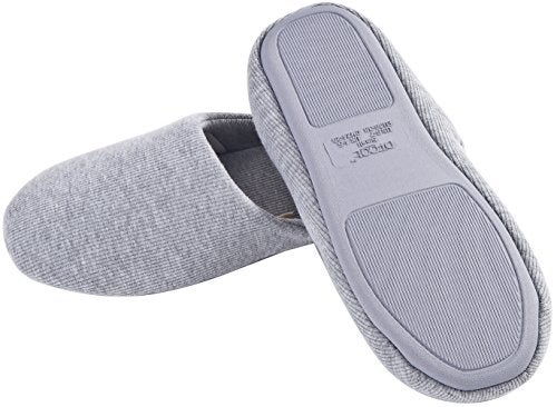 ofoot Women's Non-Slip House Slippers - Lightweight Cotton Memory Foam Indoor Slip-On, Machine Washable & Foldable Travel Design for Home, Yoga, Narrow/Wide Fit Options (1-Grey, US 9-10) - Image 2